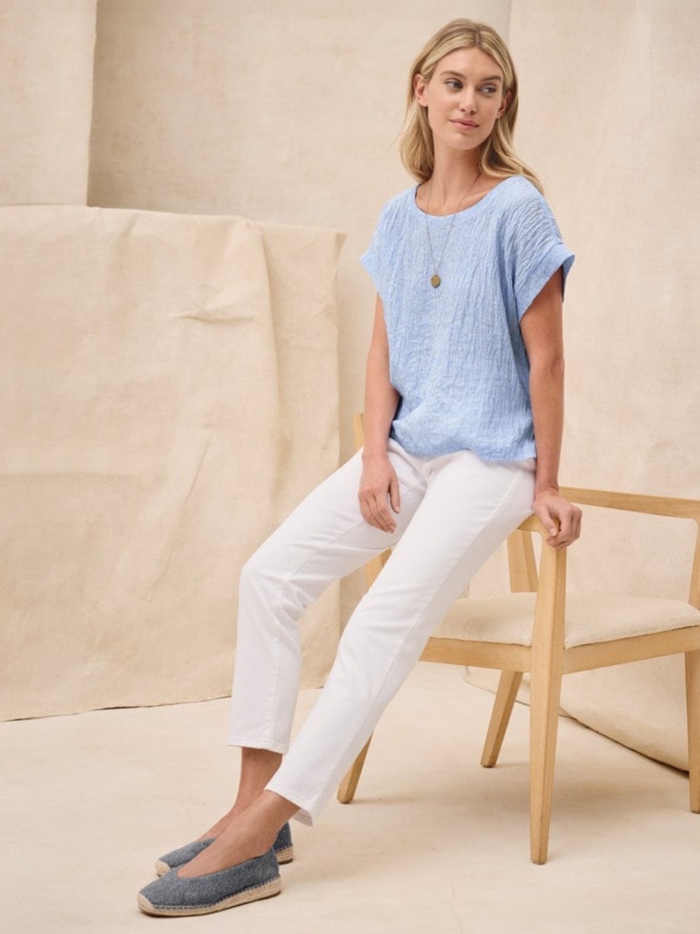 EILEEN FISHER Organic-Cotton Stretch-Denim High-Waisted Slim Ankle Pants Sz.10
